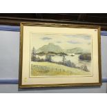 Robin Harvey Wyllie, watercolour, signed, 'Landscape over Loch Tay', 42 x 61cm