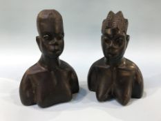 Two carved tribal busts