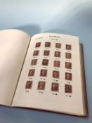 A stamp album and contents; Penny Reds and Penny Blacks etc.