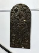 A carved Gothic oak panel, 82 x 39cm