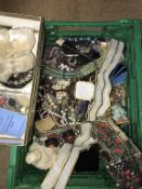 A box of costume jewellery etc.