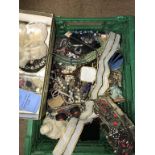 A box of costume jewellery etc.