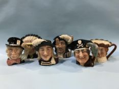 Six large various Royal Doulton character jugs