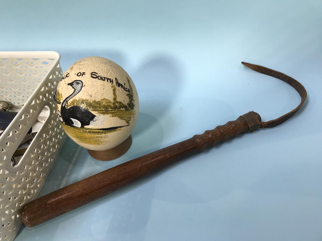 An Ostrich egg, truncheon and a Hitler Youth style knife etc. - Image 3 of 3