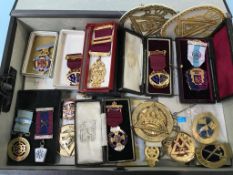 A quantity of Masonic jewels, to include 9ct gold and silver etc.