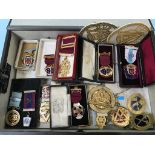 A quantity of Masonic jewels, to include 9ct gold and silver etc.