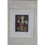 Colour print, A. Smith 'Cellist 1', 18 x 15cm