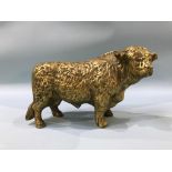 A large heavy French brass Butcher's advertising bull, 40cm length