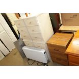 Two pairs of bedside chests, electric heater and single chair etc.