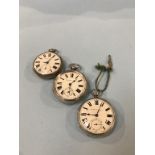 Three silver pocket watches