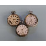 Three silver pocket watches