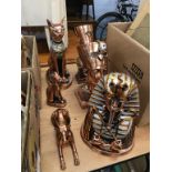 Six copper effect Egyptian style busts