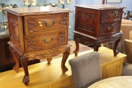 A pair of hardwood bedside chests, 50cm wide