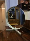 A Durlston designs ltd metal and white painted dressing table mirror, 51cm diameter