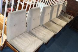 A set of six teak Dalescraft upholstered chairs