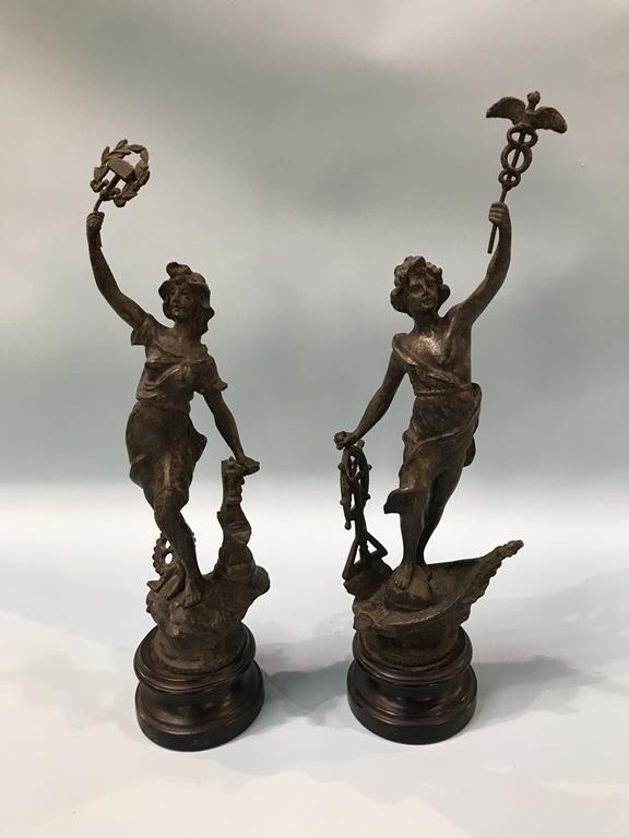 A pair of Spelter figures