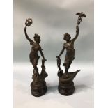 A pair of Spelter figures