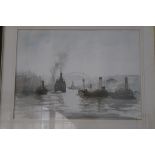 G. Barrass, watercolour, signed, dated **86, 'Vessels on the Wear', 34 x 47cm