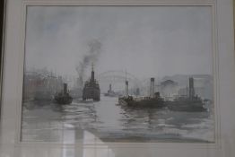 G. Barrass, watercolour, signed, dated **86, 'Vessels on the Wear', 34 x 47cm