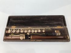 An unmarked flute, in fitted case