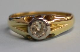 An 18ct gold, 40 points, diamond solitaire ring, size 'P'