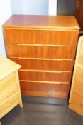 A teak chest of drawers, 75cm wide