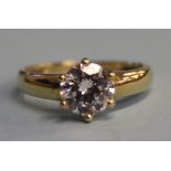 A 14ct gold 1.5ct cubic zirconia solitaire ring, size 'M'