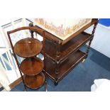 An oak barley twist trolley and cake stand