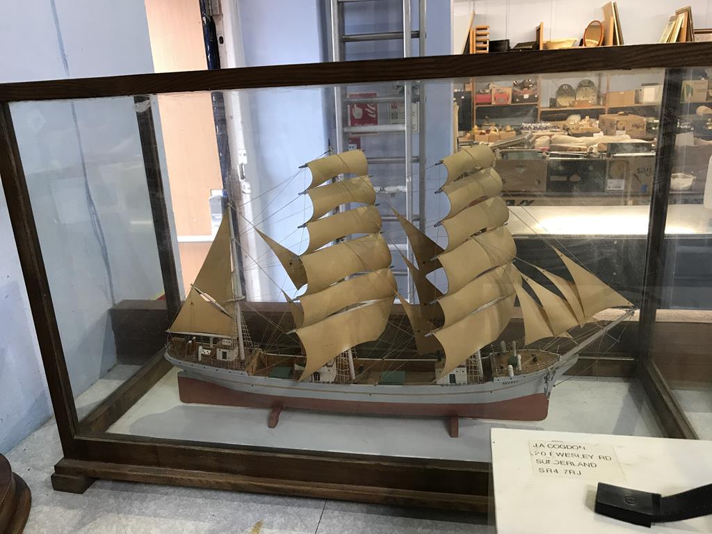 A cased model of the sailing ship 'Favell', 76cm wide