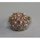 A 9ct gold, cubic zirconia cluster ring, size 'L'