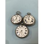 Three silver pocket watches