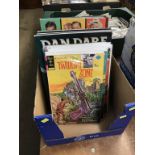 A small box of comics and annuals, 'Twilight Zone', 'Time Tunnel', 'Dan Dare' etc.