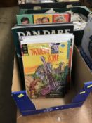 A small box of comics and annuals, 'Twilight Zone', 'Time Tunnel', 'Dan Dare' etc.