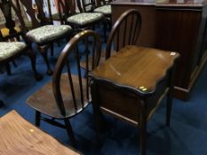 A pair of Windsor chairs and oak sewing box