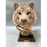 A Joe Slockbower sculpture of a Tiger's head 'Eyes of the Tiger', 50cm height
