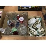Two boxes of china and glassware