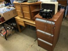 Filing drawers, a desk and a teak unit