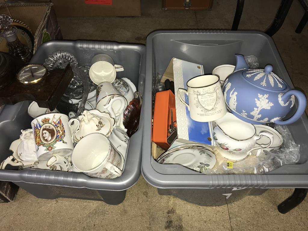 Four boxes of china, records and clocks etc. - Image 2 of 3