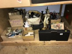 A shelf of assorted, to include valves etc.