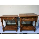 Two oak side tables, 61 x 62cm wide