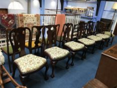 A set of six Queen Anne style single dining chairs