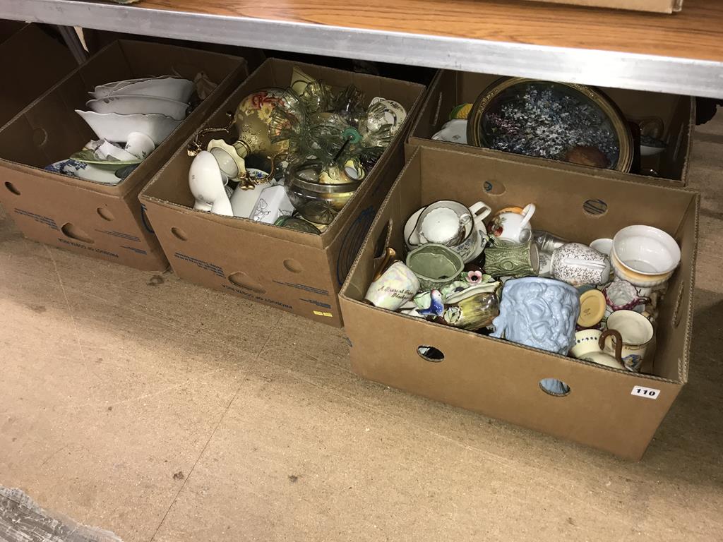 Four boxes of mixed china and glassware