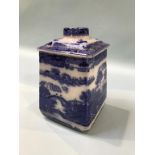 Six blue and white Ringtons tea caddies