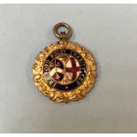 A 9ct gold enamelled medal, 10g