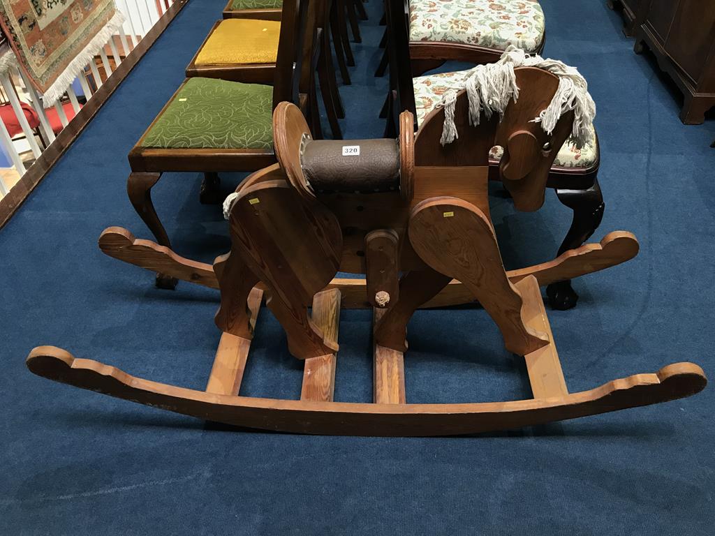 A pine rocking horse