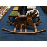 A pine rocking horse