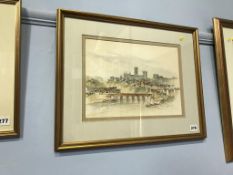 Thomas Wilkinson, watercolour, signed, dated **83 'Durham from the North East', 25 x 35cm