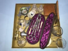 A tray of assorted, to include grape scissors etc.