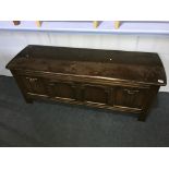 An oak linenfold blanket box