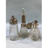 A 'Sterling silver' mounted perfume bottle and napkin ring etc.